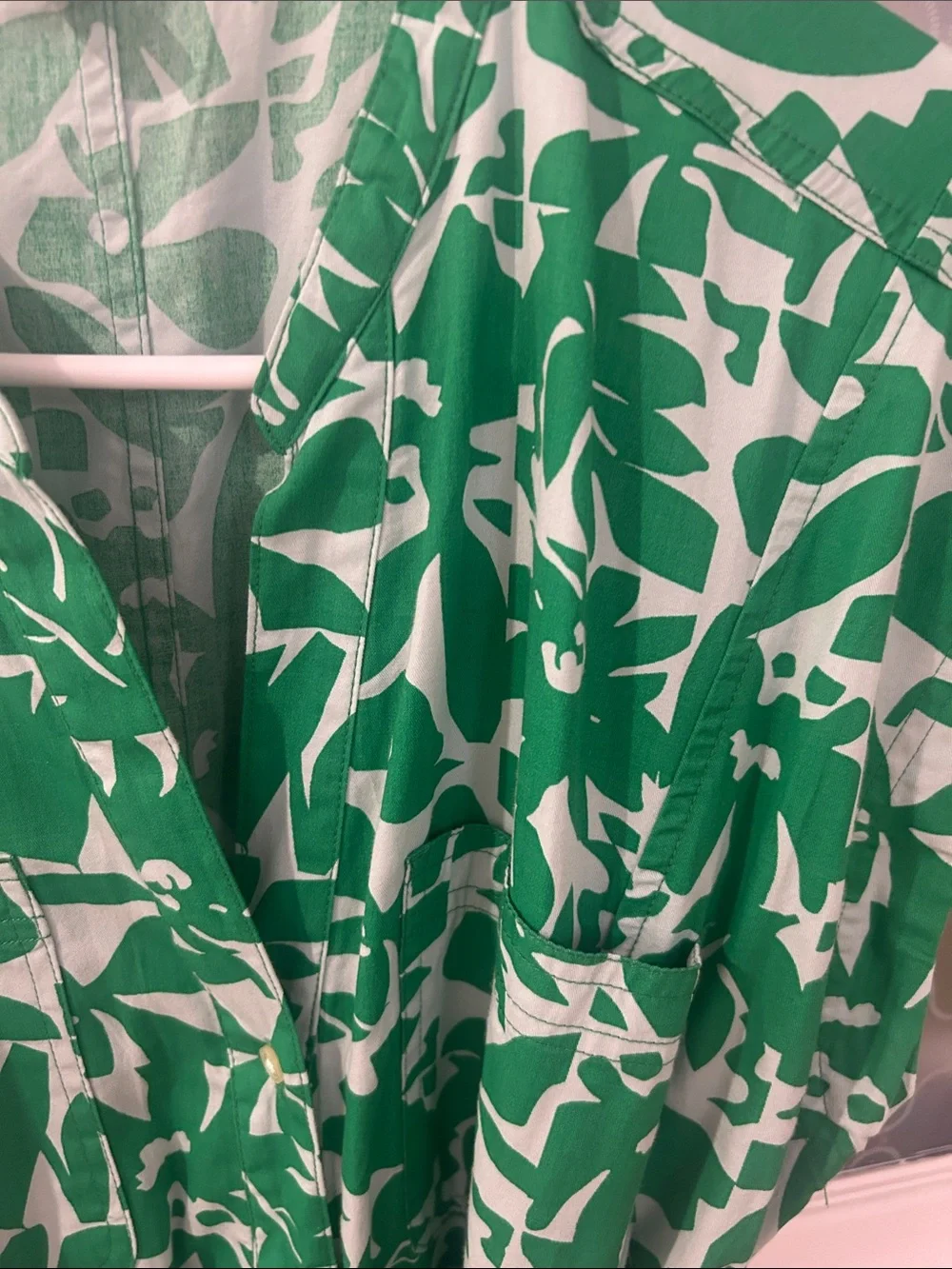 Free Assembly Green Abstract Print Tie-Waist Dress